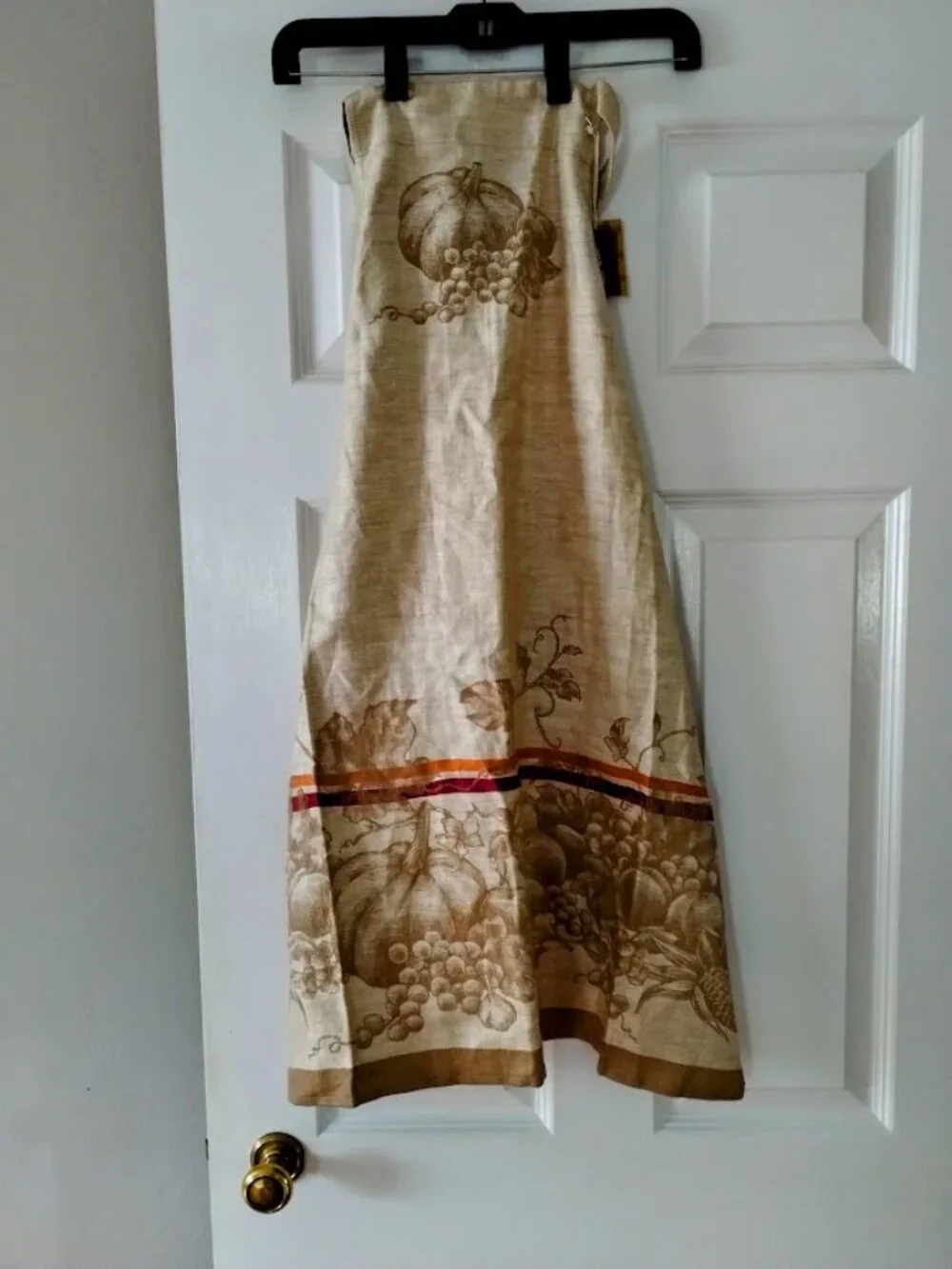 Williams Sonoma Pumpkin Jacquard Cotton Linen Apron w Adjustable Necktie